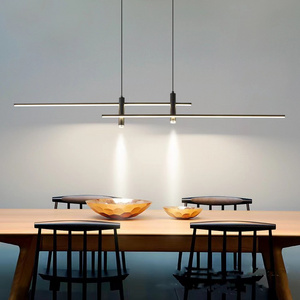 Modern Minimalist Led Pendant Lamp For Dining Room Hanging Light Linear Long Chandelier