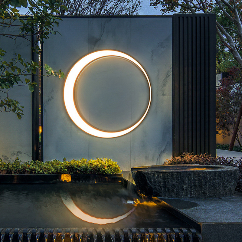 Modern Creative Minimalist Round Sconce Wall Lights Electric Black Garden Outdoor Led Wall Lamps