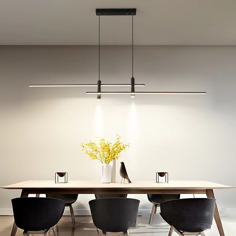 Modern Minimalist Led Pendant Lamp For Dining Room Hanging Light Linear Long Chandelier