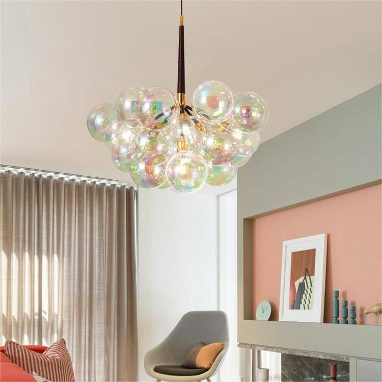 Nordic Warm Bedroom Bubble Lamp Living Room Dining Room Chandelier Children's Room Lamp Colorful Glass Lamps