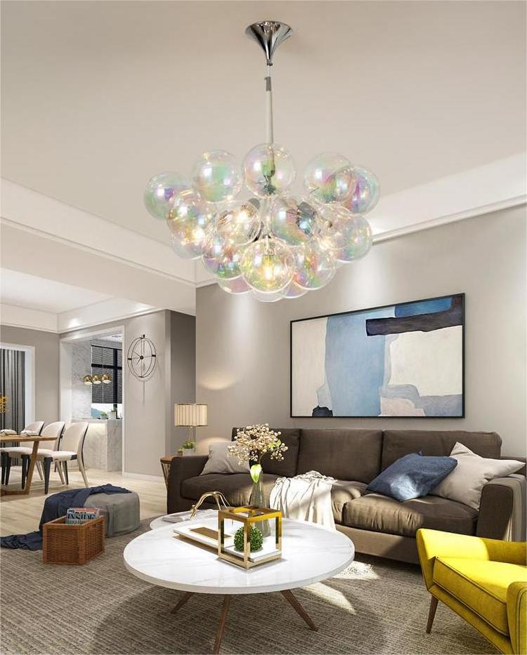 Nordic Warm Bedroom Bubble Lamp Living Room Dining Room Chandelier Children's Room Lamp Colorful Glass Lamps