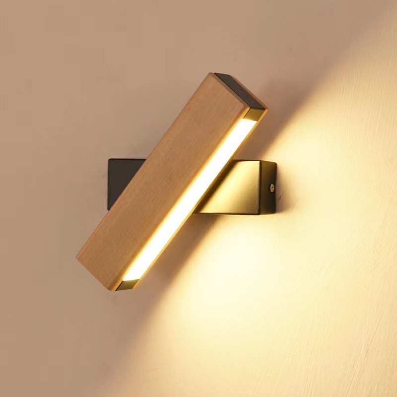 Creative Solid Wood Rotate Sconce Interior Design Adjustable Wall Light Unique Bedroom Living Room Wooden Rotating Wall Lamp Lig