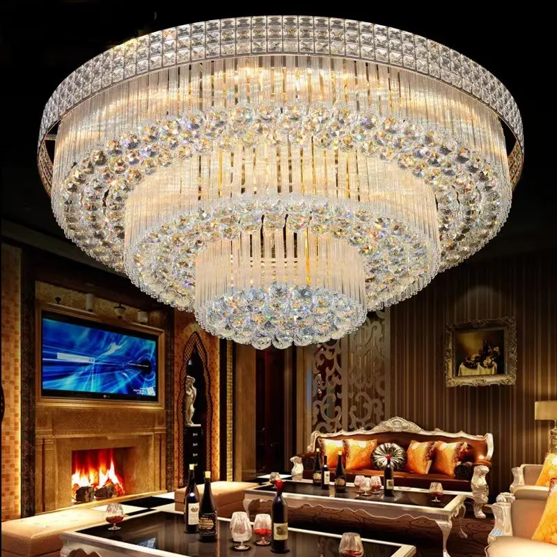 High Quality modern Gold Wedding Chandelier Round Bedroom living room hotel lobby Pendant Light Luxury Crystal Led Ceiling Light