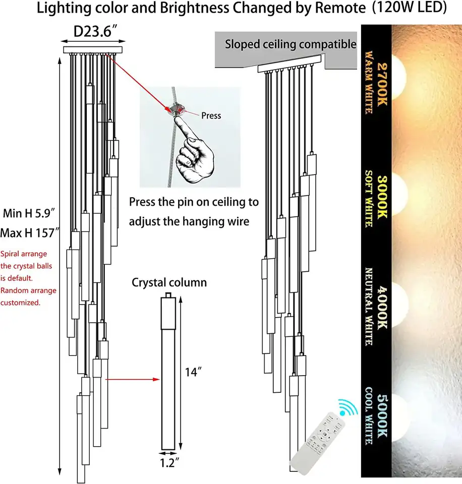 Customized Stainless Steel Staircase Led Deco Pendant Light Hotel Living Room Modern High Ceiling Crystal Chandelier