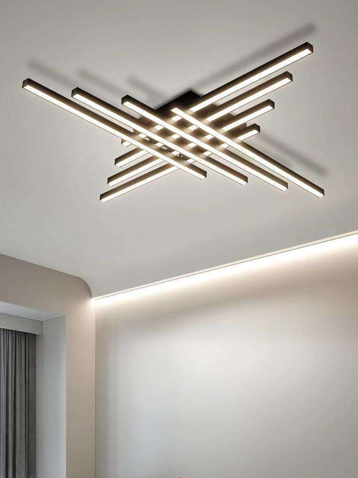 Modern Led Ceiling Lights Fixture Black Dimmable Chandelier Flush Mount Geometric Led Ceiling Lamps