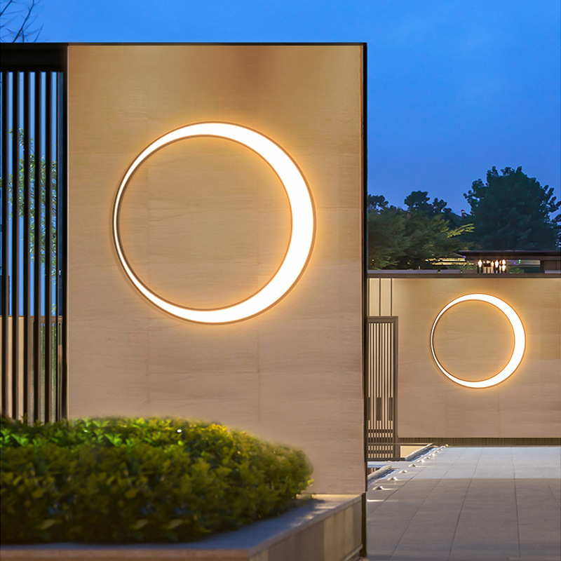 Modern Creative Minimalist Round Sconce Wall Lights Electric Black Garden Outdoor Led Wall Lamps