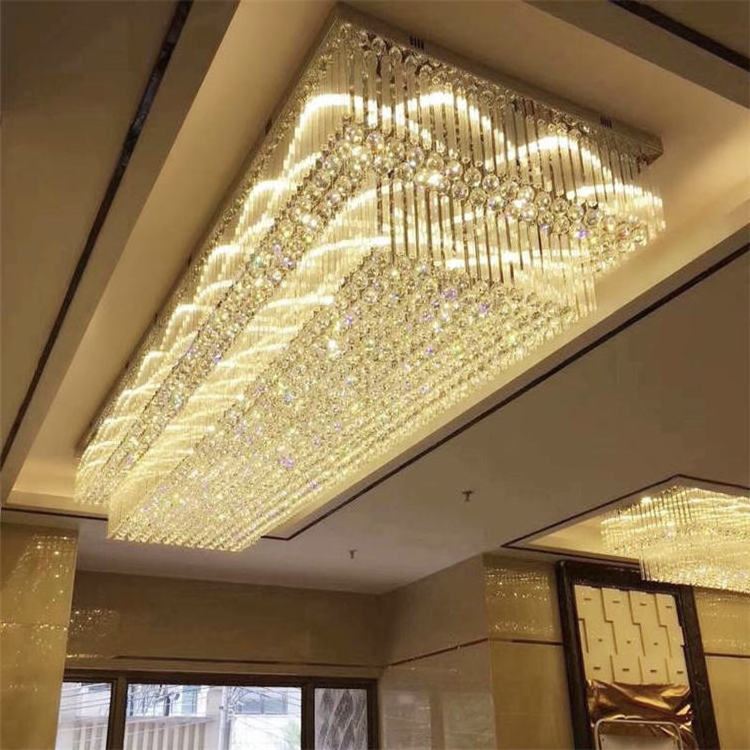 Custom Luxury Project Crystal Chandelier For Hotel Lobby Big Pendant Lamps Modern Design large chandelier for the banquet hall