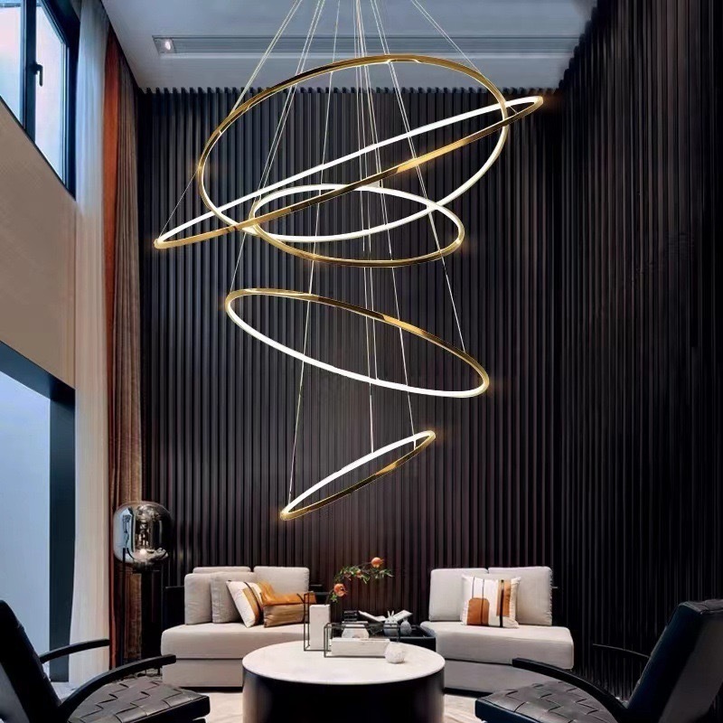 Modern Indoor Decoration Chandelier Living Room Dining Room Acrylic Ring Led Pendant Light