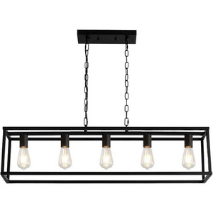 Black Led Vintage Iron Lamp Bar Retro Decoration Restaurant Rectangular Modern Chandelier Pendant Lights For Dining Room