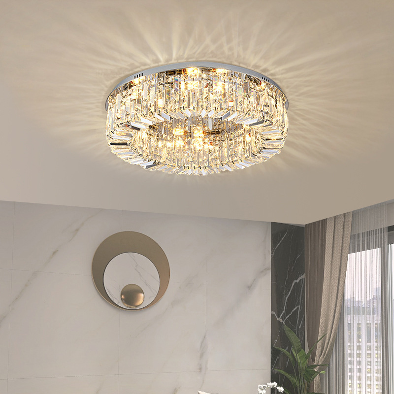 Luxury Modern Minimalist Crystal Round Ceiling Led Lamp Home Decor Crystal Flush Mount Ceiling Light