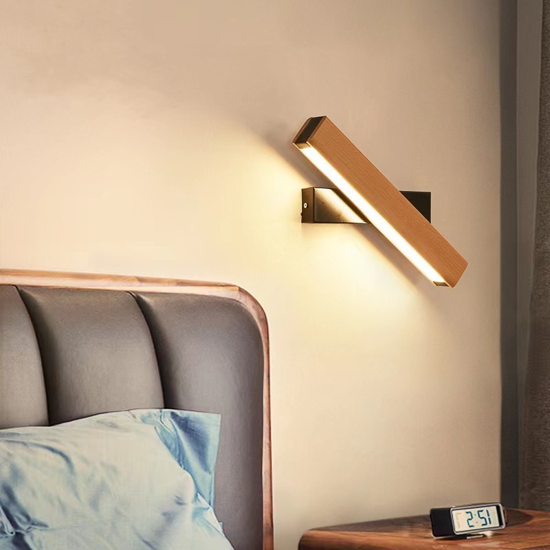 Creative Solid Wood Rotate Sconce Interior Design Adjustable Wall Light Unique Bedroom Living Room Wooden Rotating Wall Lamp Lig