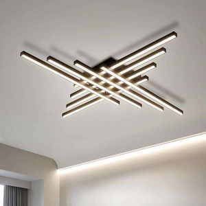 Modern Led Ceiling Lights Fixture Black Dimmable Chandelier Flush Mount Geometric Led Ceiling Lamps