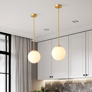 Kitchen Island Ball Dining Long Pendent Light Glass Indoor Lighting E27 E26 Bulb Hotel Chandelier For Dining Table