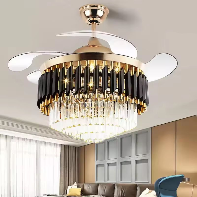 Hot Sale Energy Saving Fancy Led smart Ceiling chandelier Fan Lamps 42 Inch Modern chandelier ceiling living room light with fan