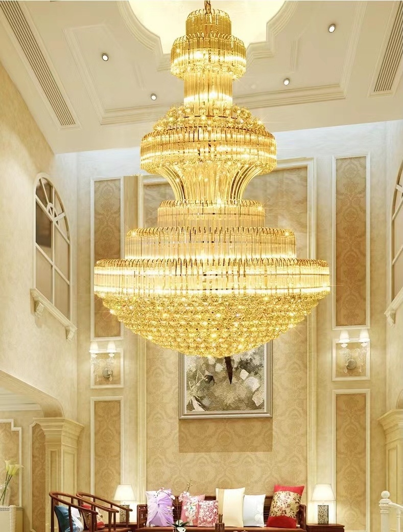 Modern gold Led Luxury light hotel Chandeliers Large k9 Crystal islamic pendant light chandelier For Banquet Hotel