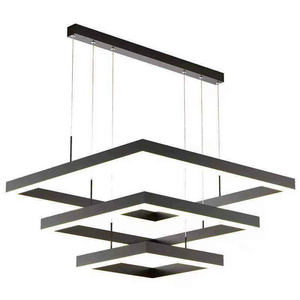 Modern Hanging Pendant Light Contemporary Acrylic Black New Design Square Lamp Dining Room Living Room Led Chandelier