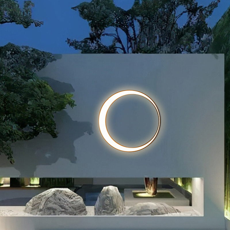 Modern Creative Minimalist Round Sconce Wall Lights Electric Black Garden Outdoor Led Wall Lamps