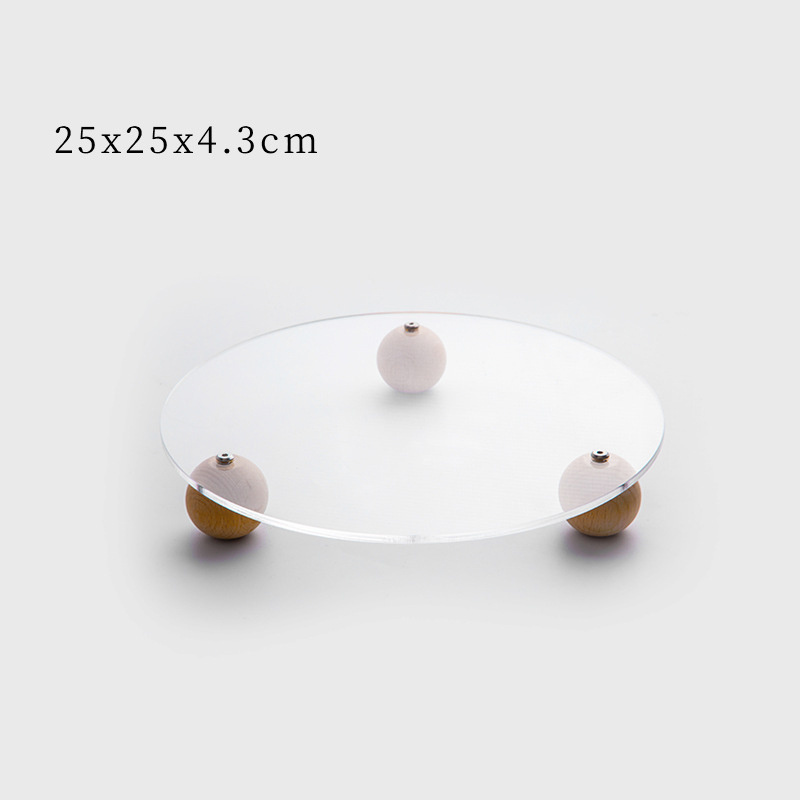 Japanese ins wind wooden foot alec transparent solid wood tray home aromatherapy perfume cosmetics ornaments storage plate