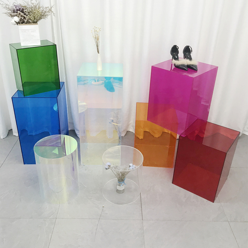 acrylic shoes and bags display stand flowing table flooring center island display stand clothing store round booth