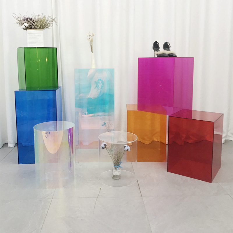 acrylic shoes and bags display stand flowing table flooring center island display stand clothing store round booth