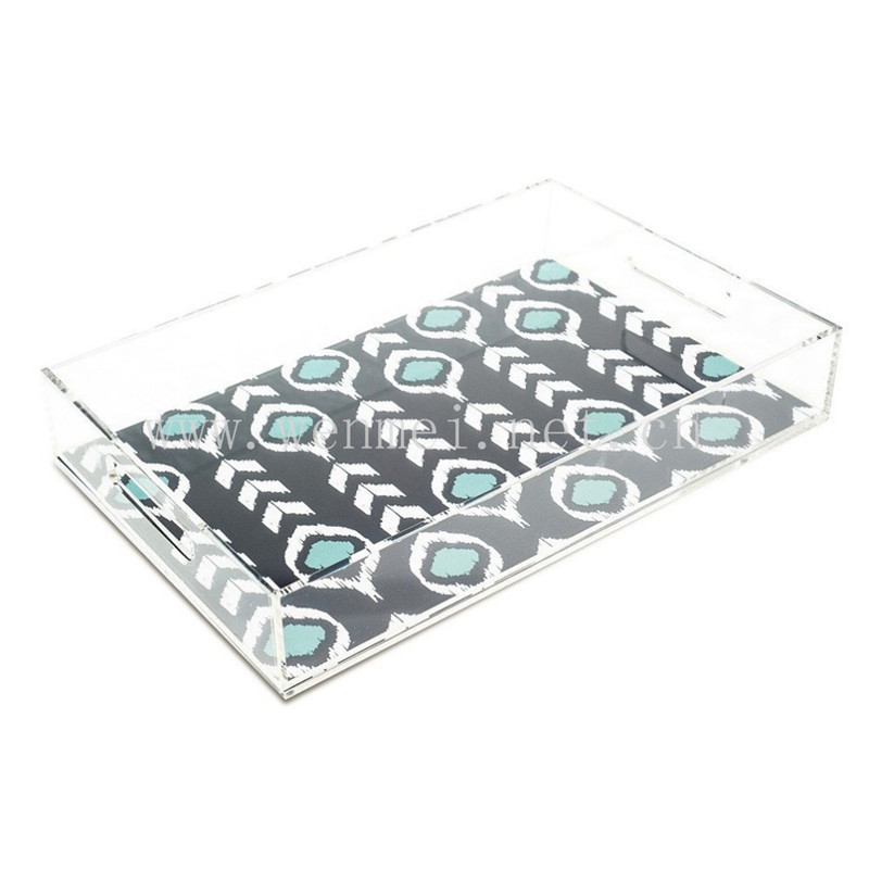 Customized Size Clear Acrylic Tray Lucite Serving Tray with Flyer Insert