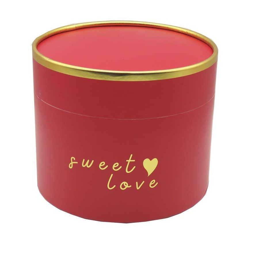 retail sweet candy sugar package christmas new year gold foil side red paper round gift box