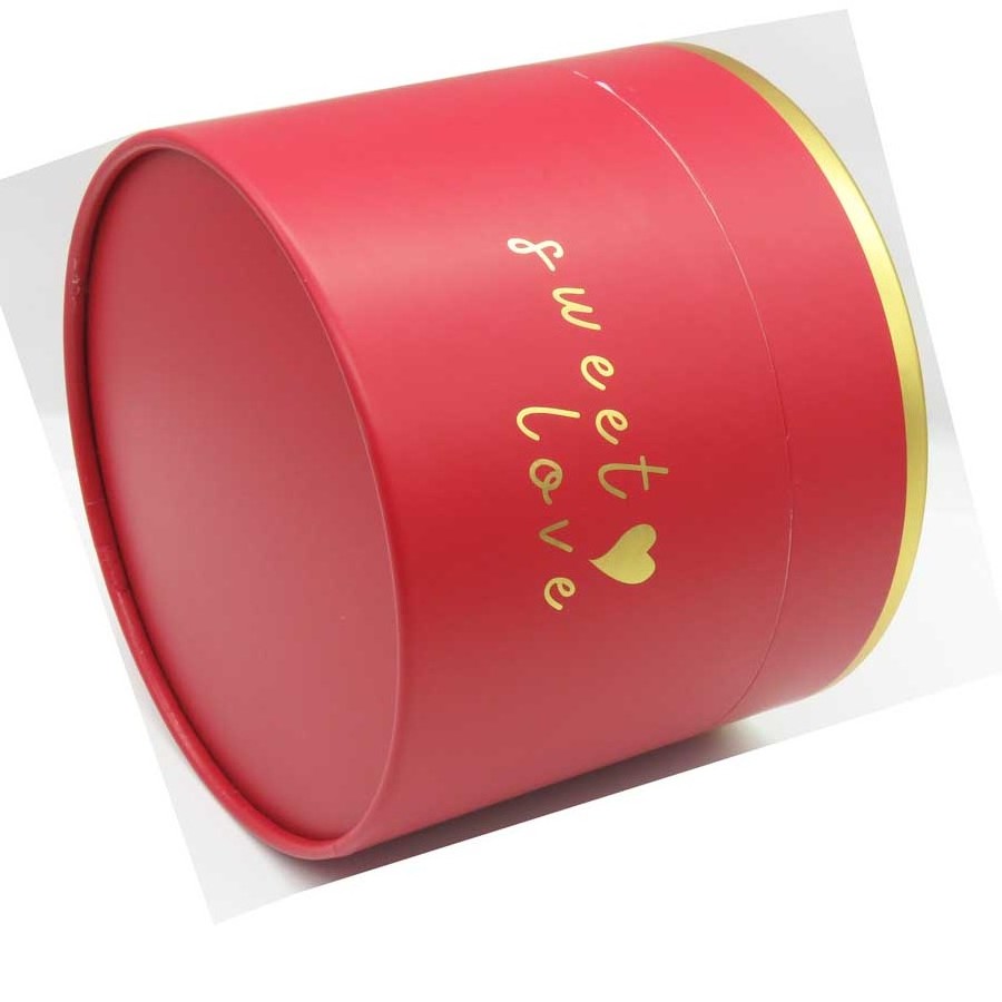 retail sweet candy sugar package christmas new year gold foil side red paper round gift box