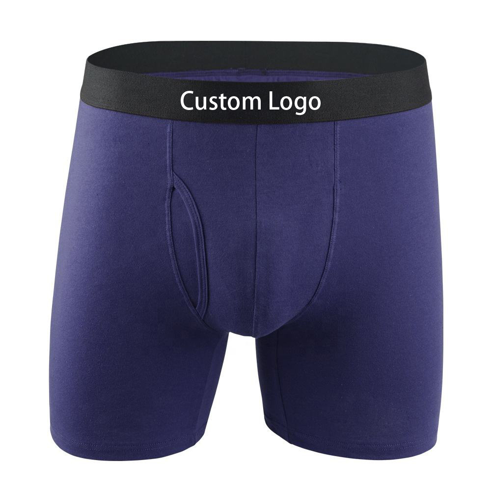 Custom Logo High Quality Mens Classic Solid Cotton Stretch Briefs Boxers Shorts Open Fly Pouch Men's Underwear