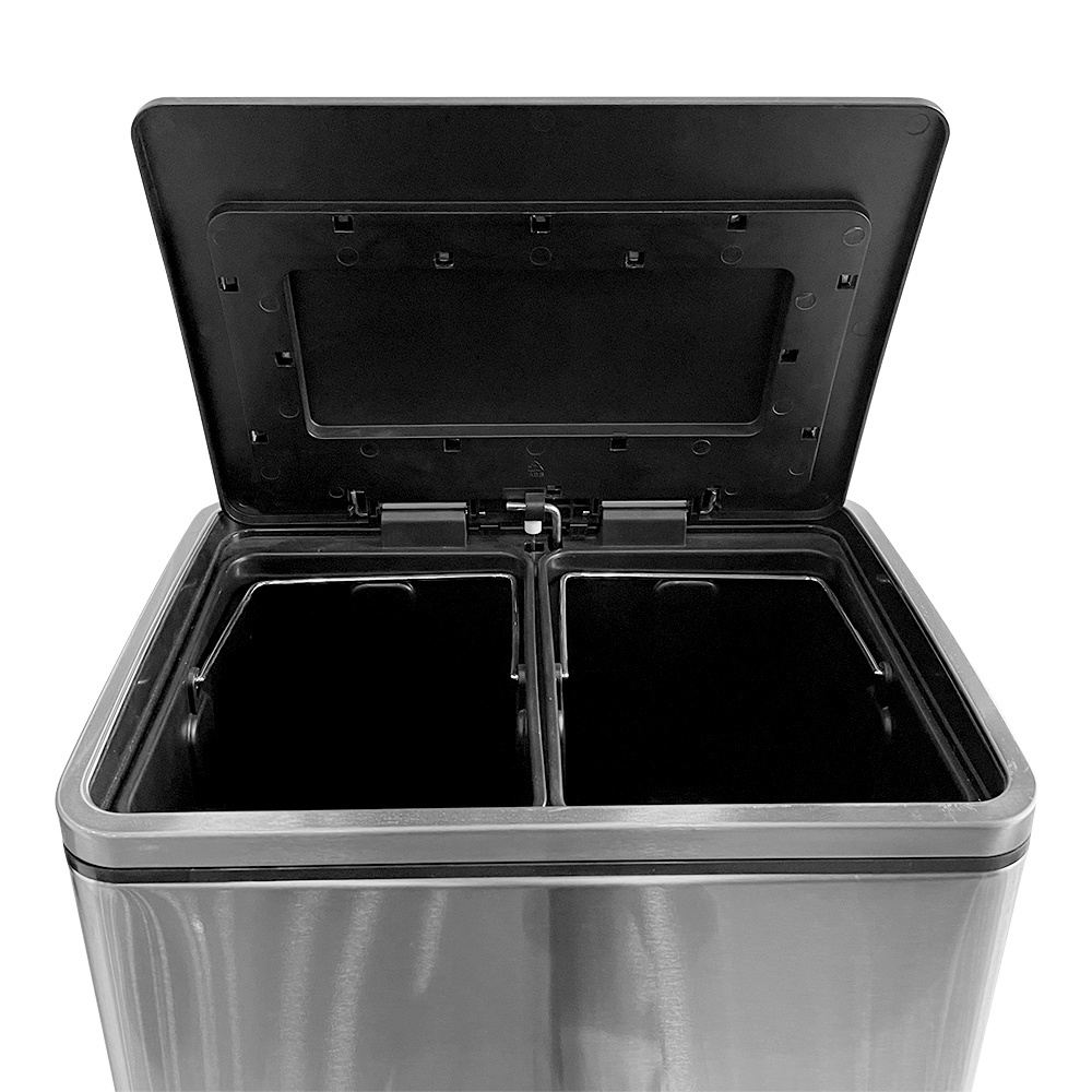 Stainless Steel Dual Trash Garbage Can Waste Recycle Bin with Odor Eliminator (30L)