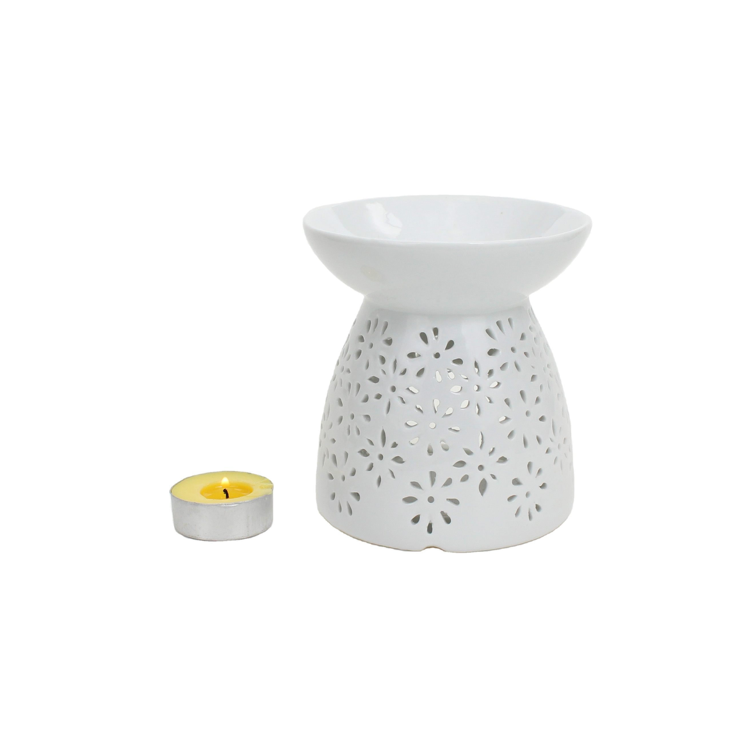 White Ceramic Tea Light Burner Aromatherapy Oil Burner Wax Warmer