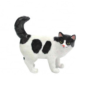 Little Cat Black and White Fat Cat miniature porcelain figurine