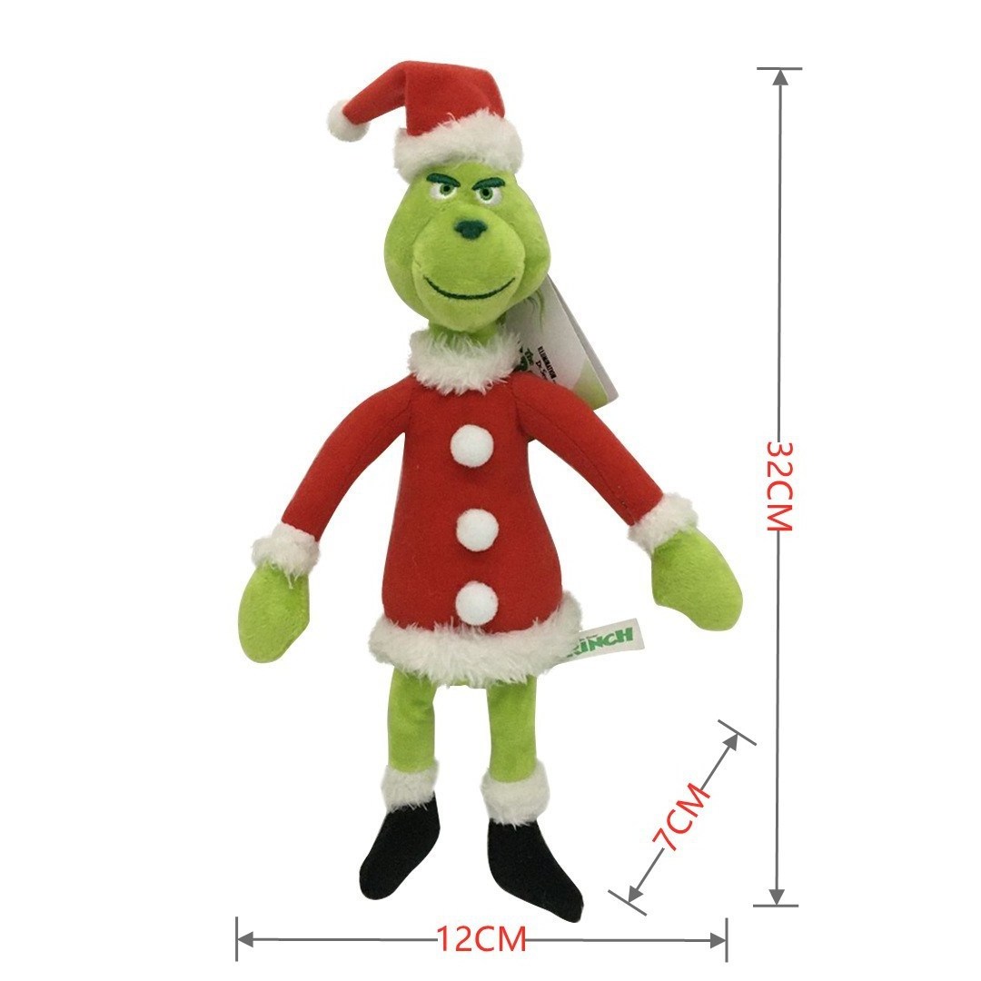 Christmas Green Monster Doll Grinch Elf Stuffed Plush Toy for Kids New Year Gifts Grinch Stuffed Doll Pillow