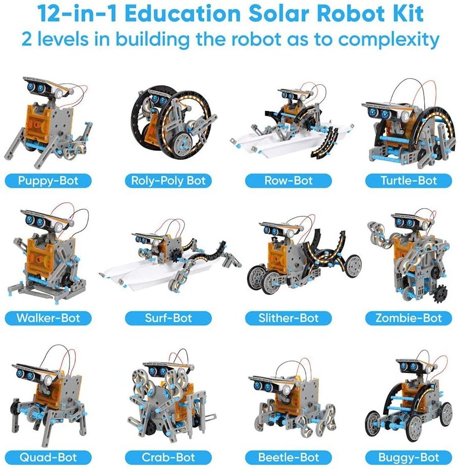 STEM 12-in-1 Education Solar Robot Toys 190pcs DIY Building Science Experiment Kit for Kids Educational Toy Robots