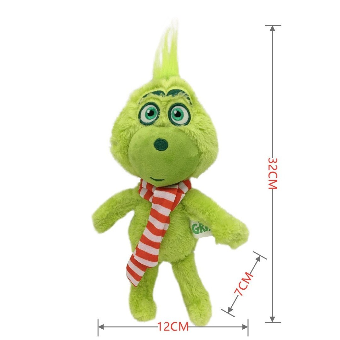 Christmas Green Monster Doll Grinch Elf Stuffed Plush Toy for Kids New Year Gifts Grinch Stuffed Doll Pillow