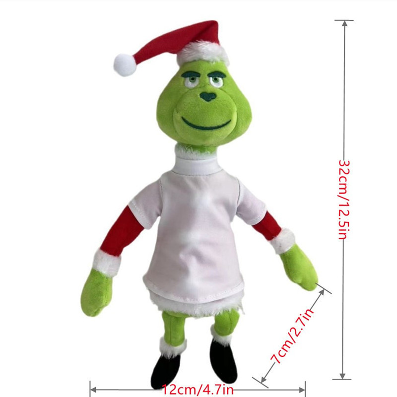 Christmas Green Monster Doll Grinch Elf Stuffed Plush Toy for Kids New Year Gifts Grinch Stuffed Doll Pillow