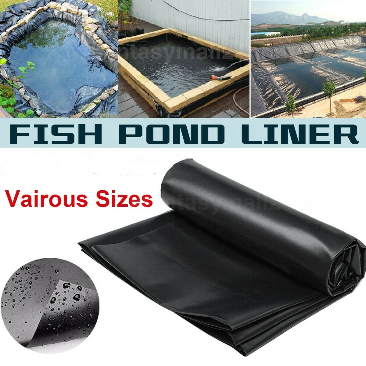 black white rubber epdm pvc 45mil membrane fish farm impermeable pond liners