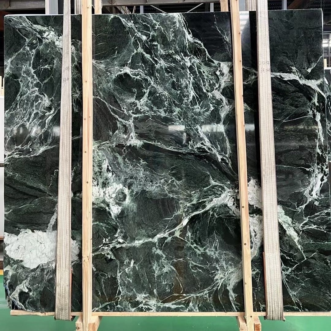 green marble slabs cheap price dark green marble tiles 12x12 inch for flooring countertops and wall tile