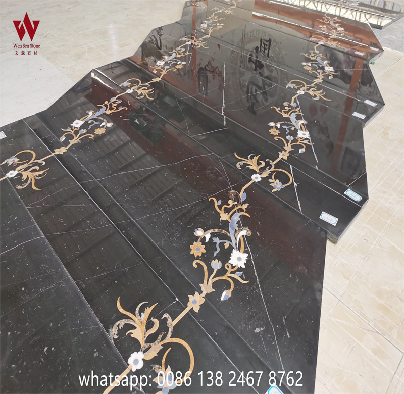 customizable step marble medallion waterjet patterns square marble floor medallions Luxury lobby floor medallion design