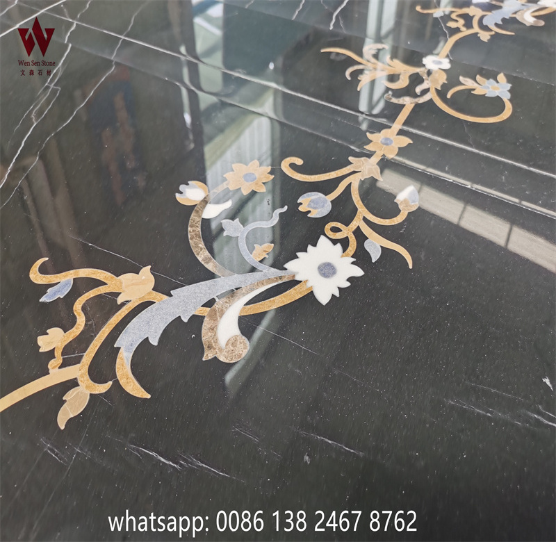 customizable step marble medallion waterjet patterns square marble floor medallions Luxury lobby floor medallion design