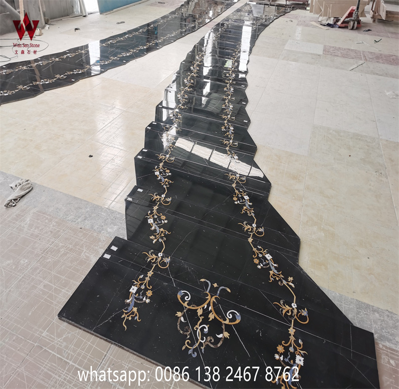 customizable step marble medallion waterjet patterns square marble floor medallions Luxury lobby floor medallion design