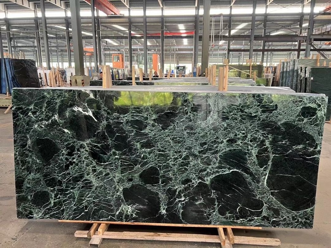 green marble slabs cheap price dark green marble tiles 12x12 inch for flooring countertops and wall tile