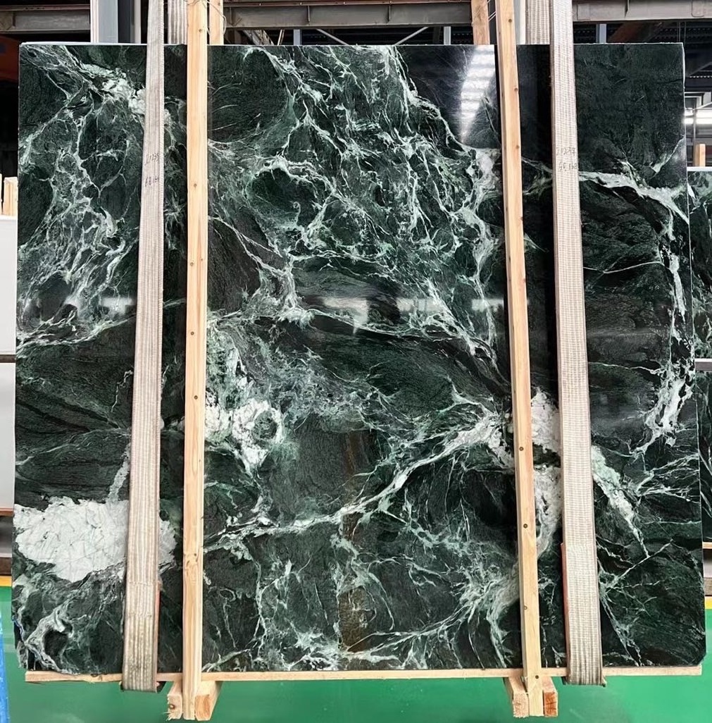 green marble slabs cheap price dark green marble tiles 12x12 inch for flooring countertops and wall tile