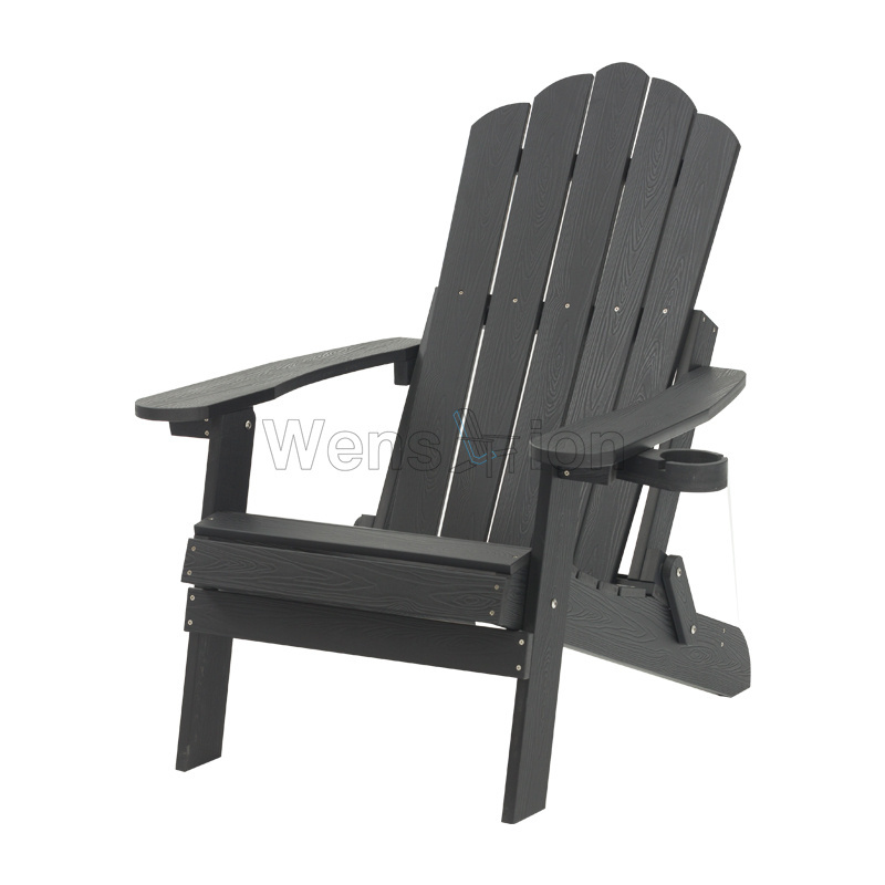 Factory Price Modern Outdoor Shell-shaped Backrest Recycled Folding Plastic Wood Adirondack Chair garden chairs