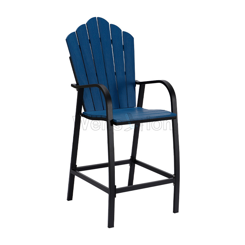 high quality for sale Cast Aluminum+HIPS plastic wood  bar chairs with backs  adirondack chair