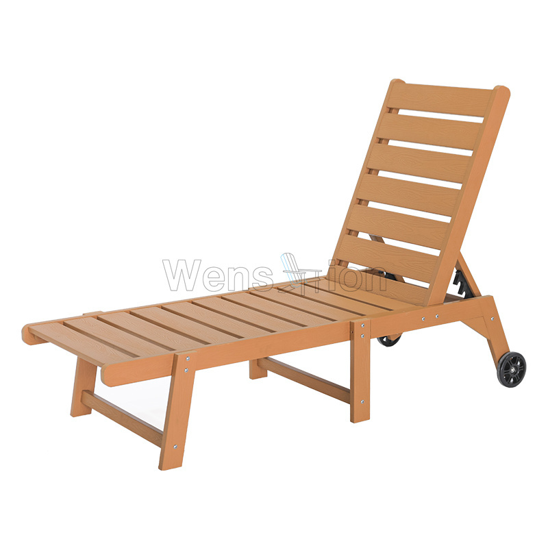 Cheap Armless Lounge 4-Level Backrest adjustment Outdoor lounge Plastic-wood beach chair