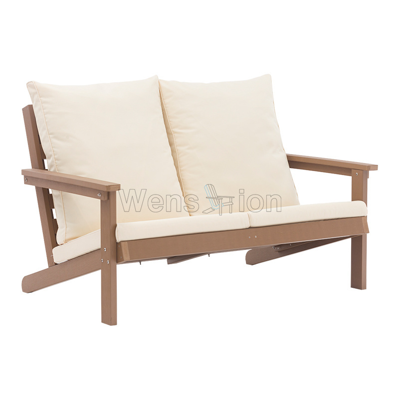 Chinese Factory Modern Outdoor Furniture Plastic Wood Double Seat Patio Garden Sofa Sets