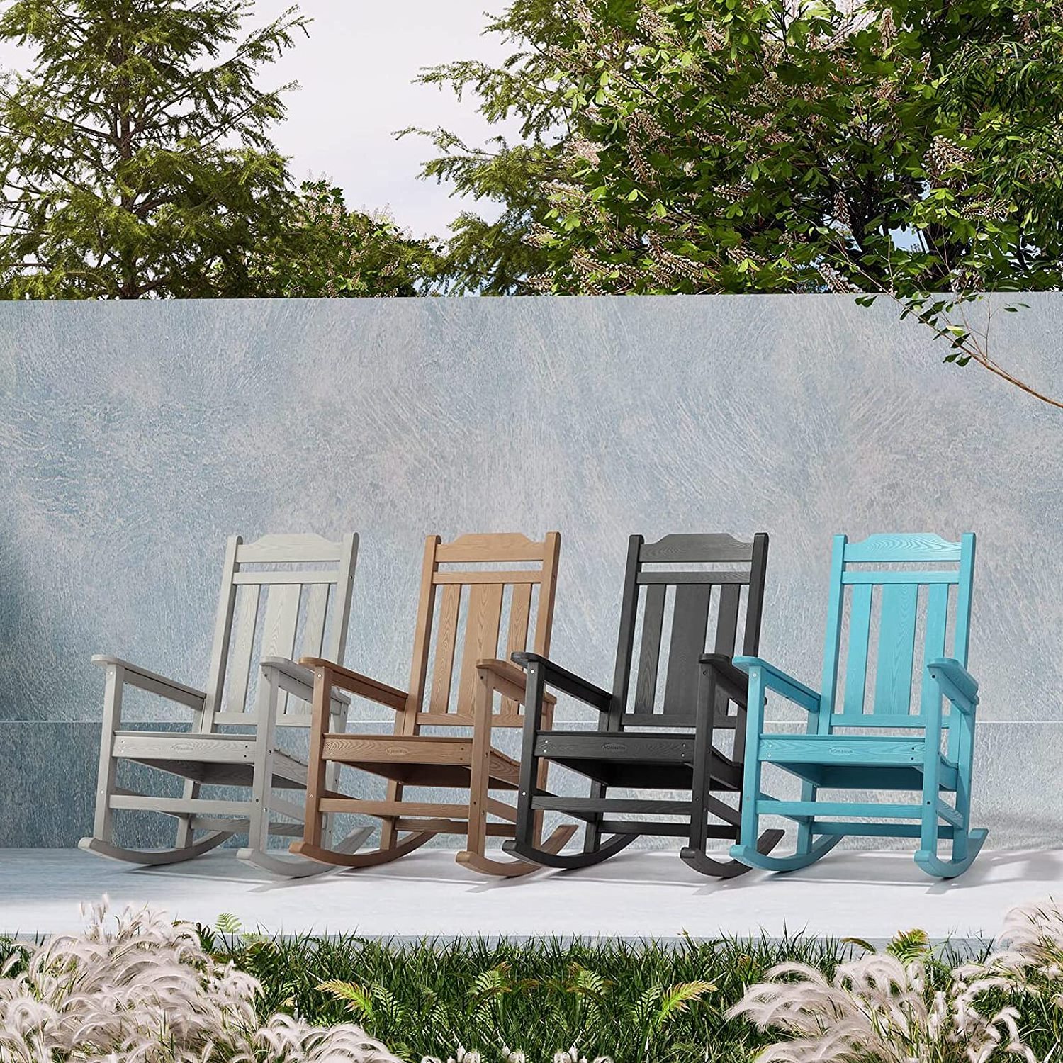 High quality backyard rocking chairs anti-uv plastic adirondack chair outdoors patio garden rocking chairs