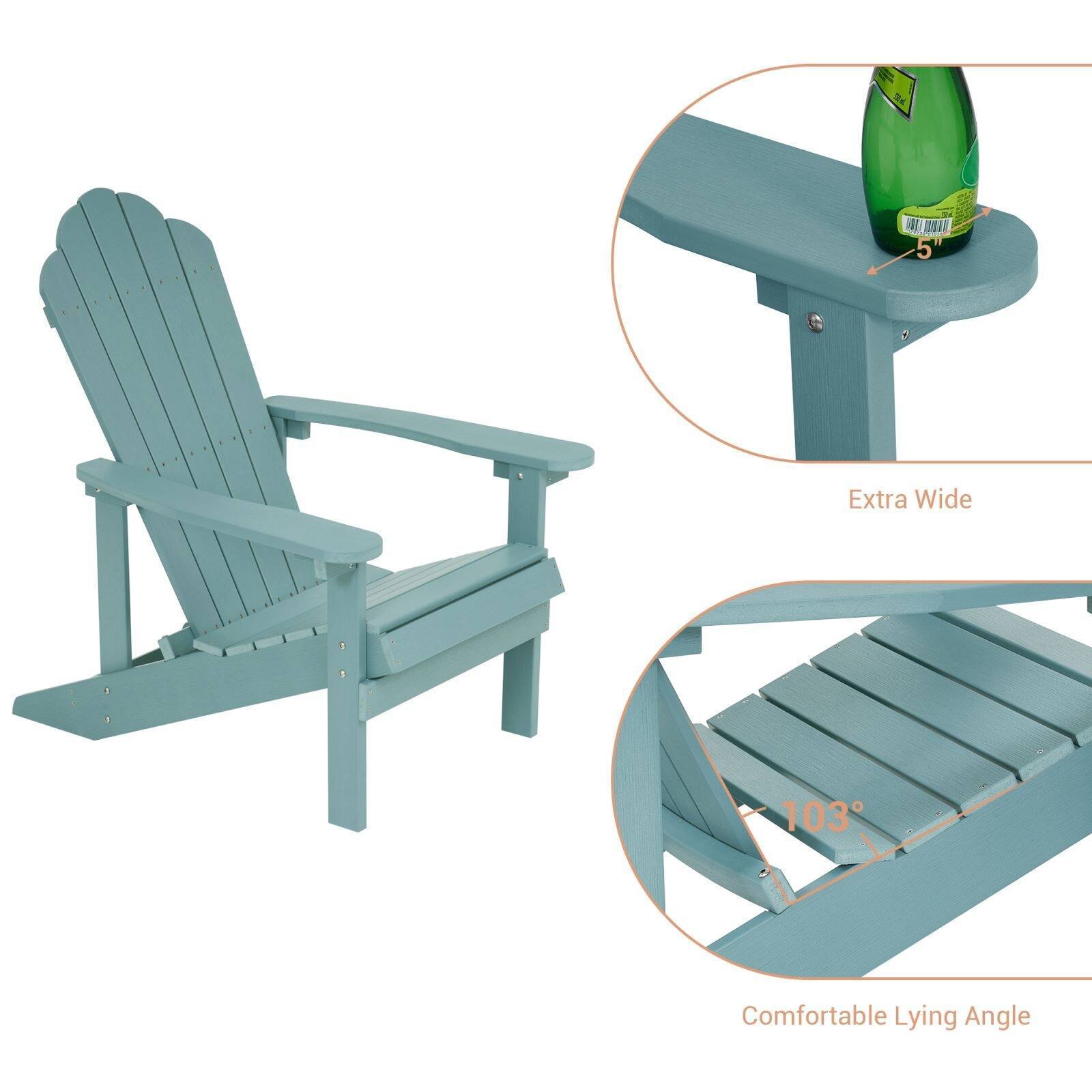 Outdoor Furniture Plastic Wood Fixed Chairs Weather Resistant Garden Backyard Modern Adirondack Chair Garden Chairs