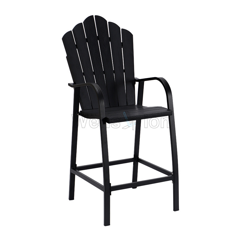 high quality for sale Cast Aluminum+HIPS plastic wood  bar chairs with backs  adirondack chair