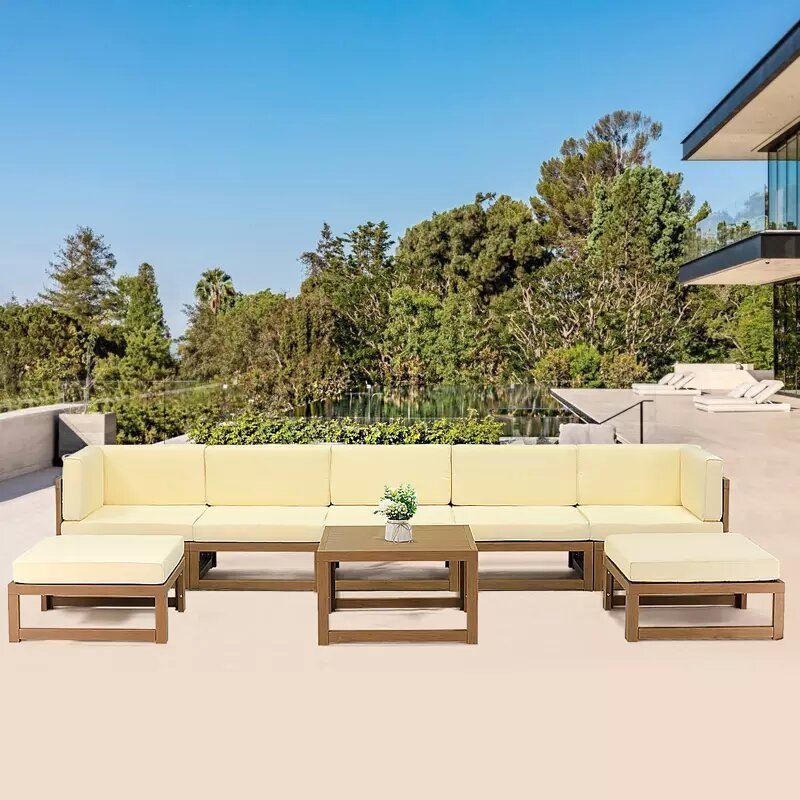 Outdoor Patio Furniture Sofa Patio Sectional Garden Furniture Sofa Set Outdoor Plastic Wood Sofa